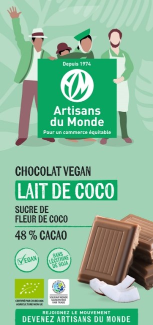 Chocolat vegan noir lait de coco